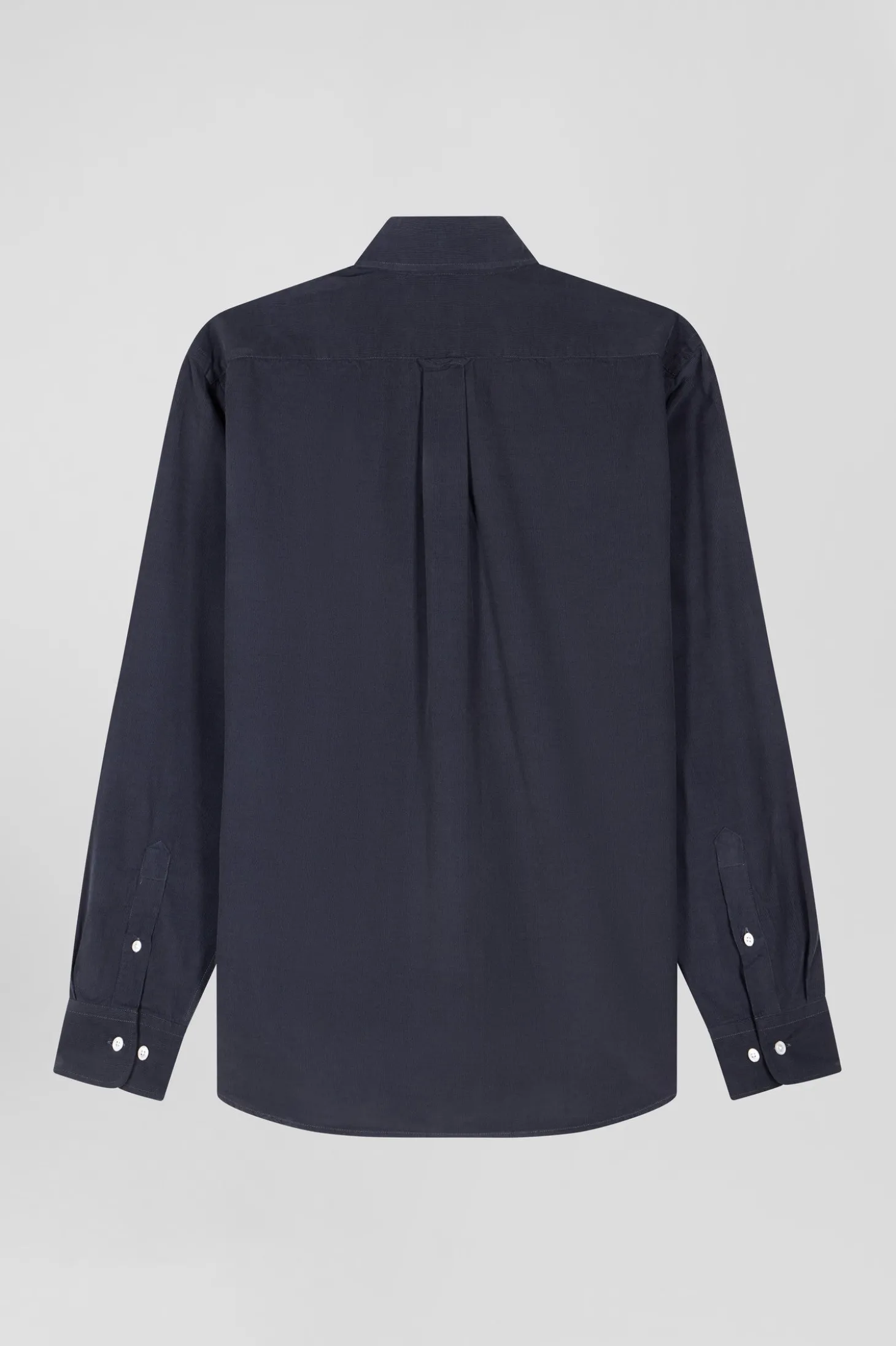 Chemise en coton uni gris anthracite col boutonné et poche poitrine coupe Regular