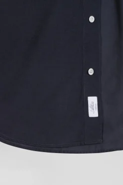 Chemise en coton uni gris anthracite col boutonné et poche poitrine coupe Regular