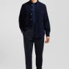Chemise en coton uni marine col boutonné et poche poitrine coupe Regular