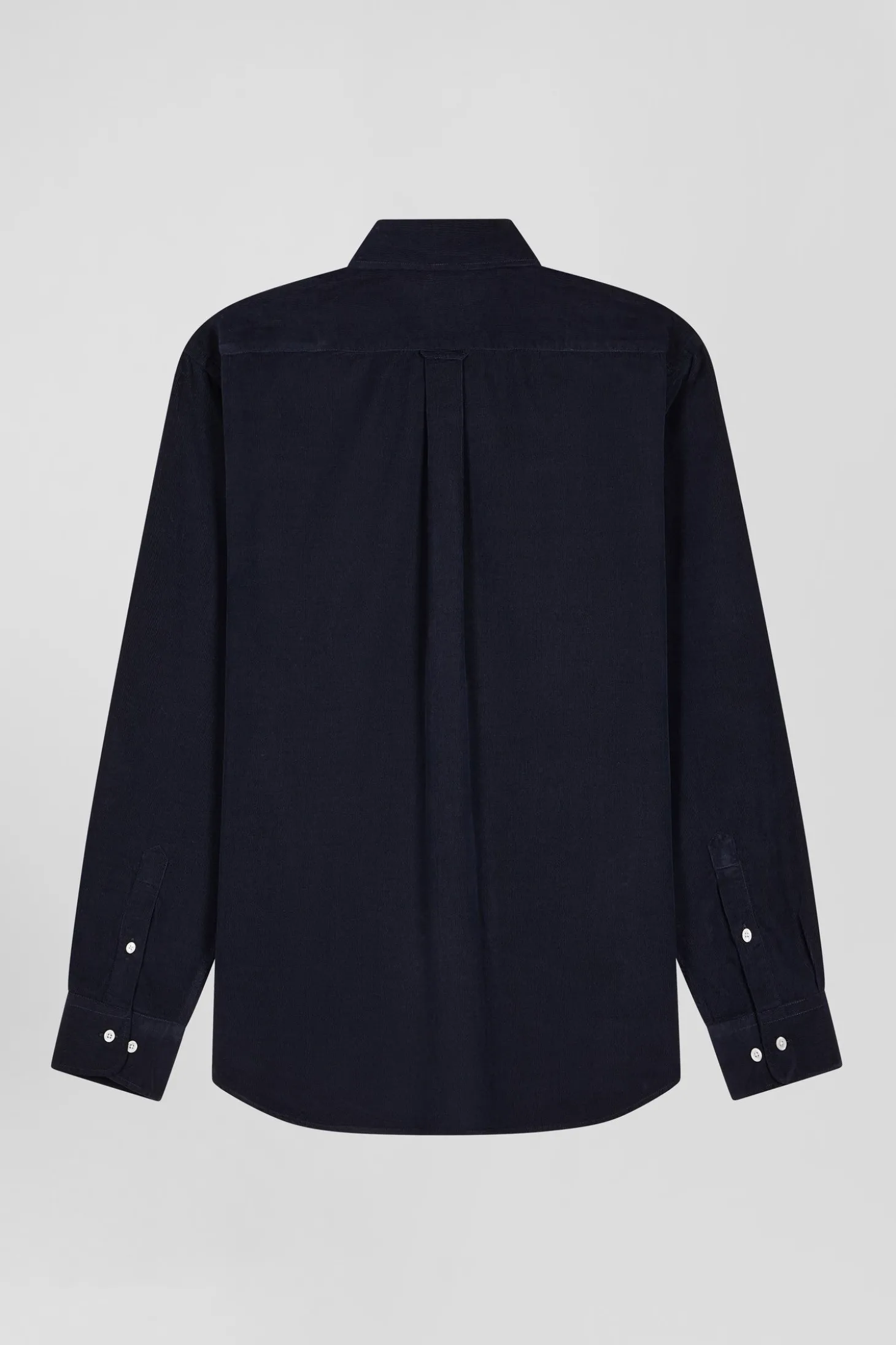 Chemise en coton uni marine col boutonné et poche poitrine coupe Regular