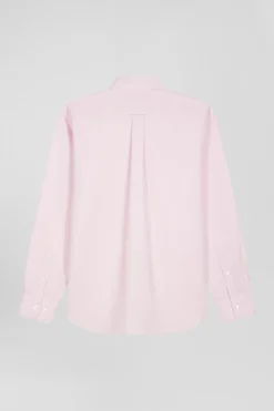 Chemise en coton uni rose col boutonné et poche poitrine coupe Regular