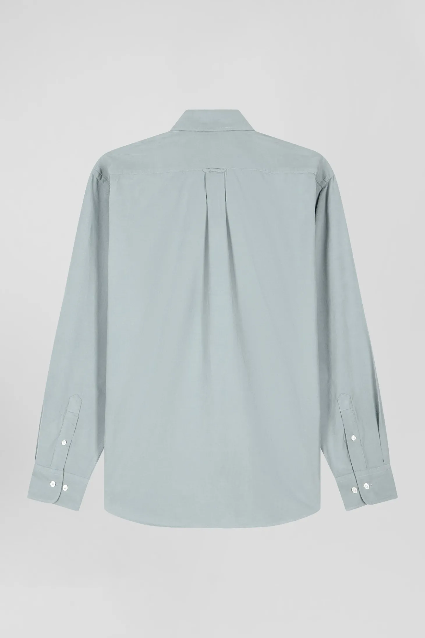 Chemise en coton uni vert d'eau col boutonné et poche poitrine coupe Regular