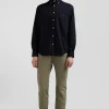Chemise en piqué coton unie noire coupe Regular