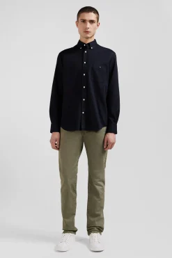 Chemise en piqué coton unie noire coupe Regular