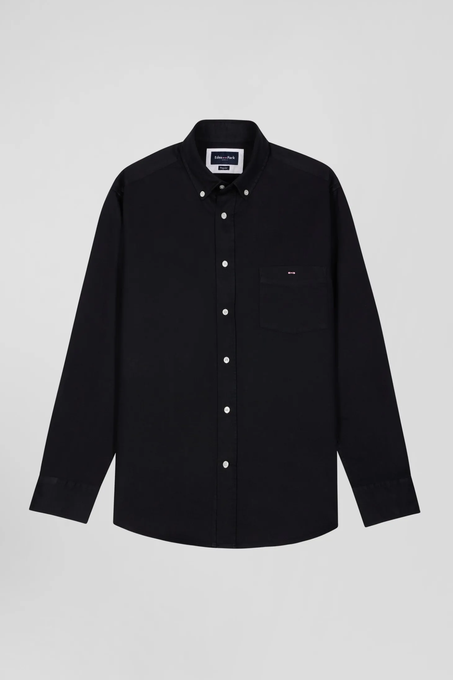 Chemise en piqué coton unie noire coupe Regular
