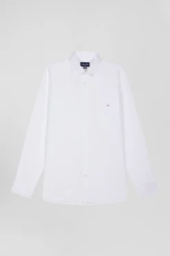 Chemise en piqué coton unie blanche coupe Regular