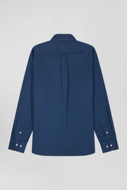 Chemise en piqué coton unie bleue coupe Regular