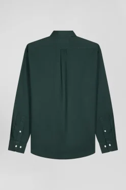 Chemise en piqué coton unie verte coupe Regular