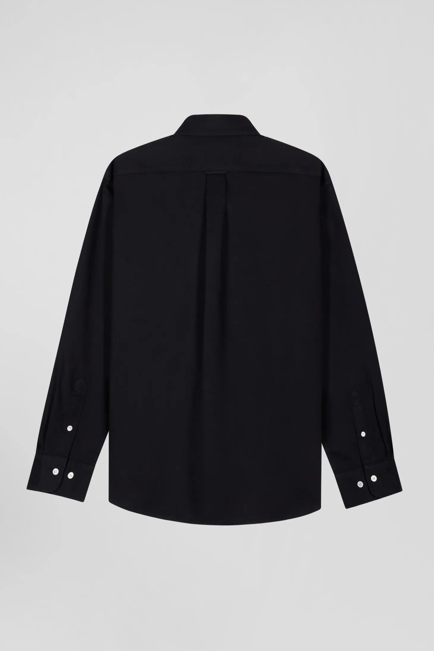 Chemise en piqué coton unie noire coupe Regular