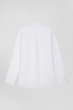 Chemise en piqué coton unie blanche coupe Regular