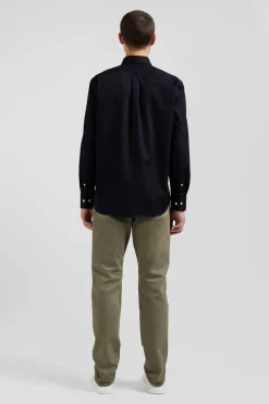 Chemise en piqué coton unie noire coupe Regular