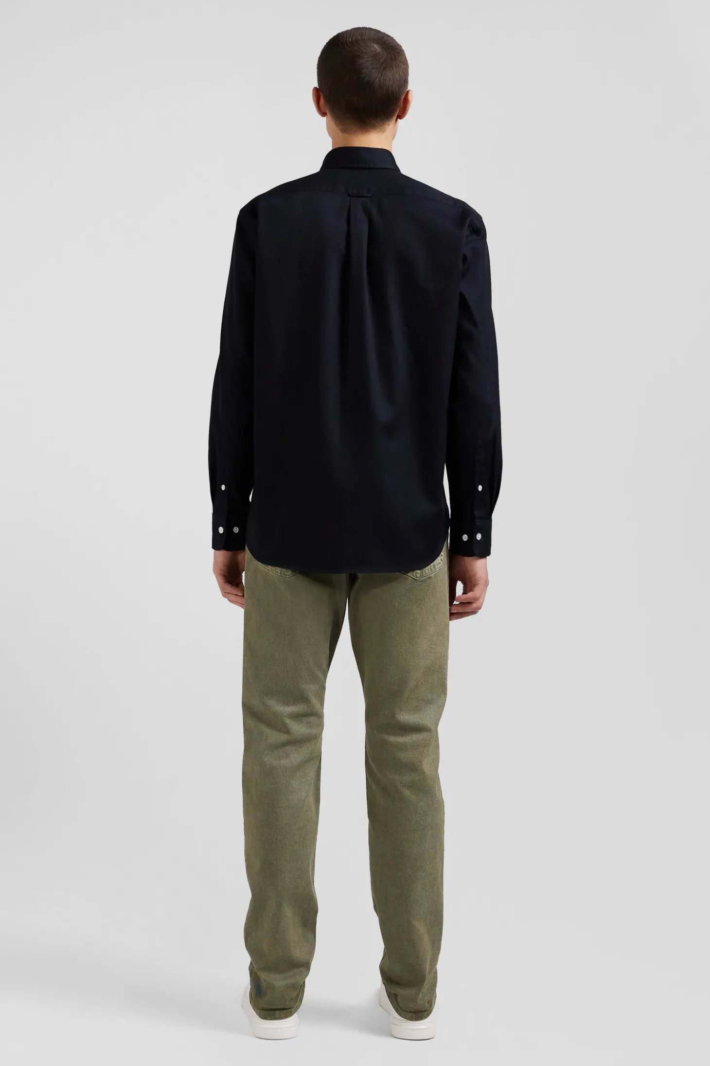 Chemise en piqué coton unie noire coupe Regular