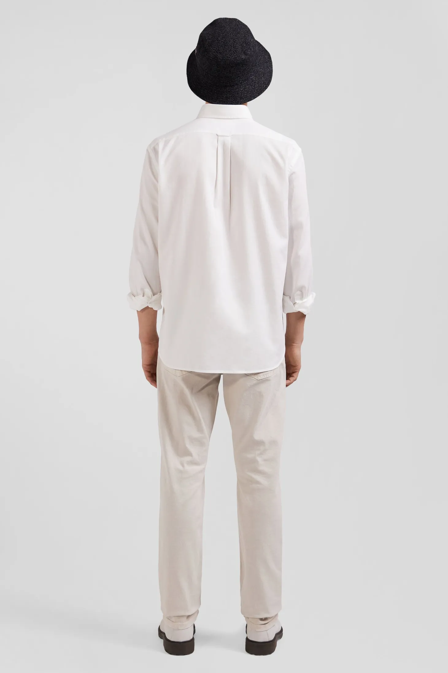 Chemise en piqué coton unie blanche coupe Regular
