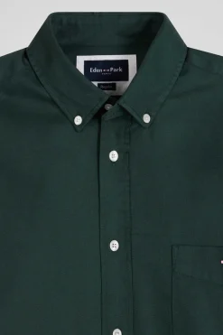 Chemise en piqué coton unie verte coupe Regular