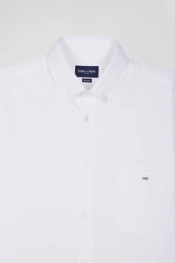Chemise en piqué coton unie blanche coupe Regular
