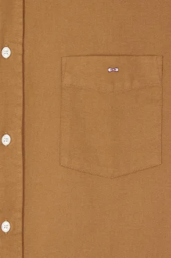 Chemise en piqué coton unie camel coupe Regular