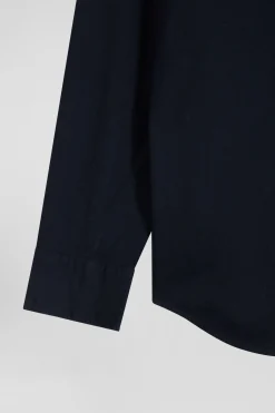 Chemise en piqué coton unie bleu marine coupe Regular