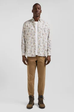 Chemise en popeline de coton imprimé floral coupe Regular