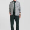 Chemise en popeline de coton à rayures verte coupe Regular