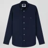 Chemise en popeline de coton bleu marine coupe Regular