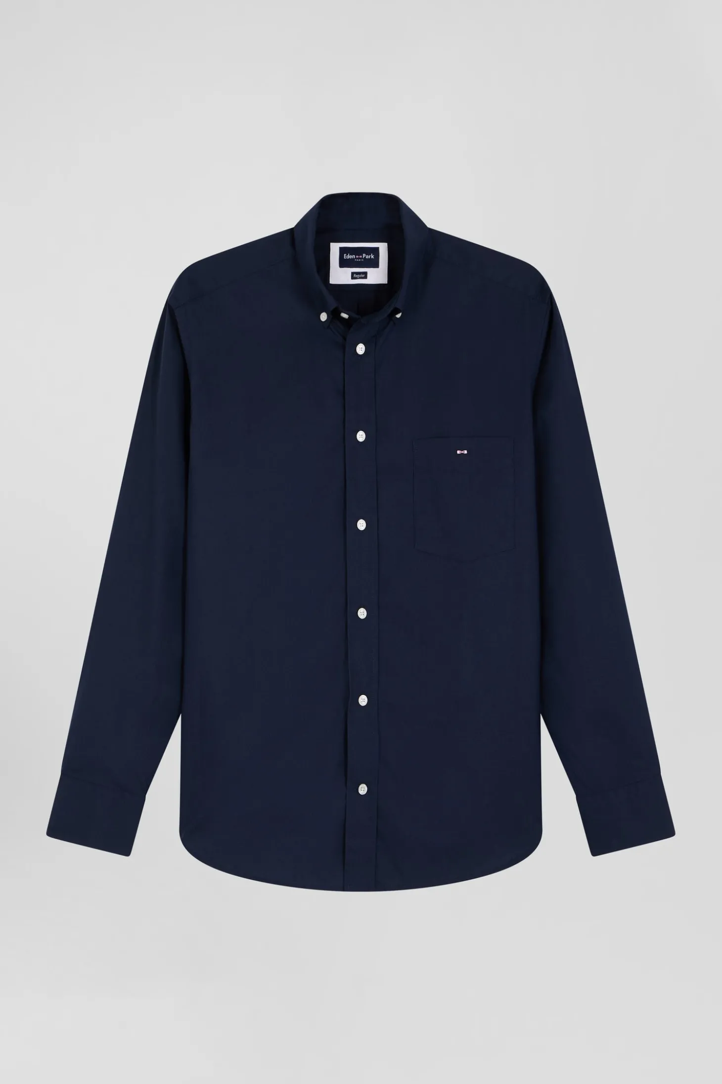 Chemise en popeline de coton bleu marine coupe Regular