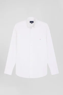 Chemise en popeline de coton blanc coupe Regular