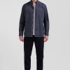 Chemise en popeline de coton bleu marine microimprimé nœud papillon coupe Regular