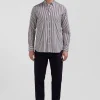 Chemise en popeline de coton à rayures bordeaux coupe Regular