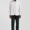 Chemise en popeline de coton verte à rayures bâton coupe Regular
