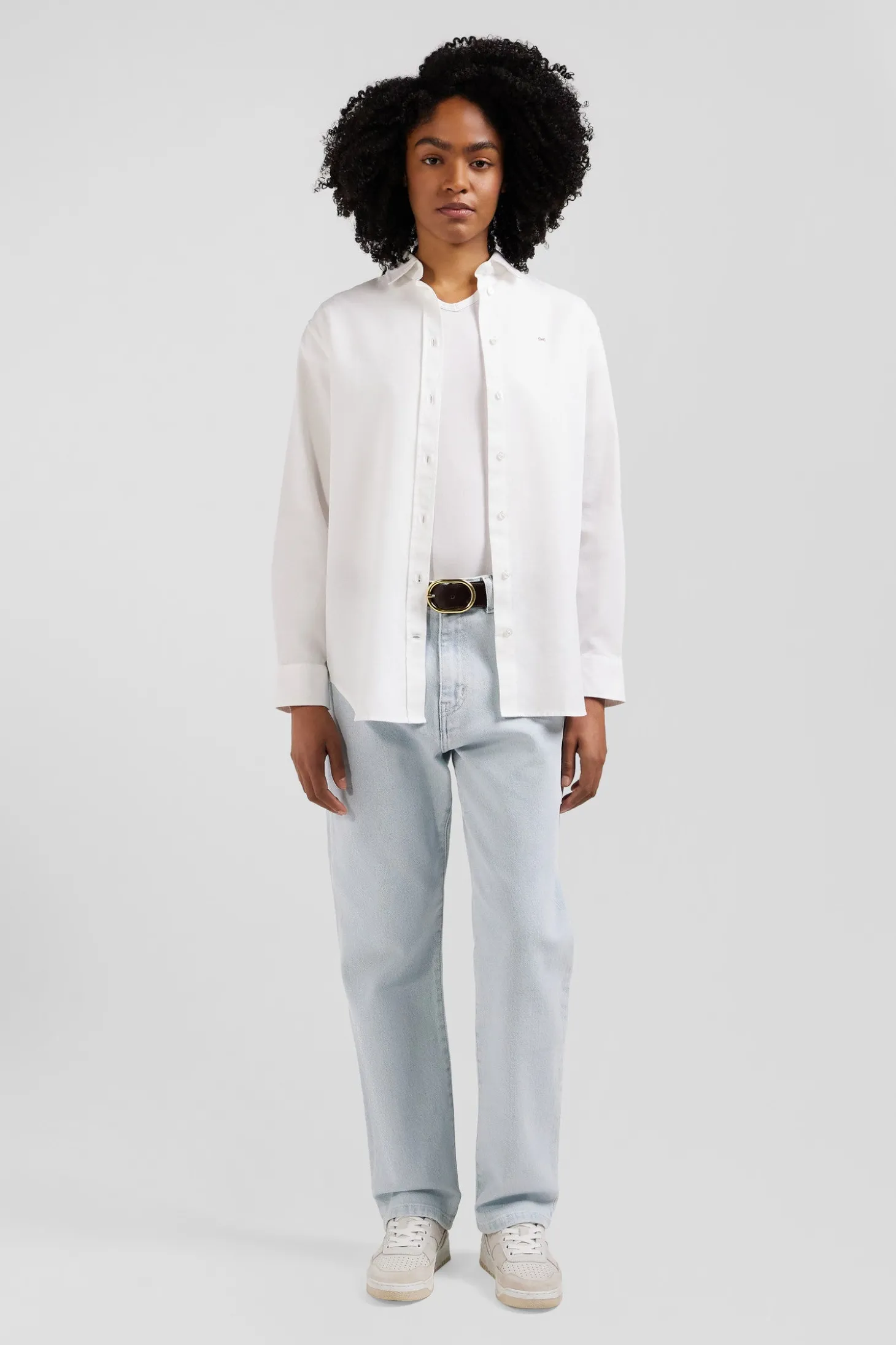 Chemise en popeline de coton blanche coupe Relaxed