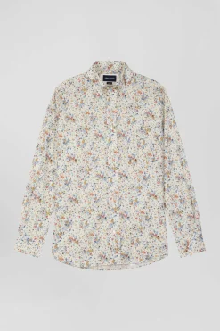 Chemise en popeline de coton imprimé floral coupe Regular