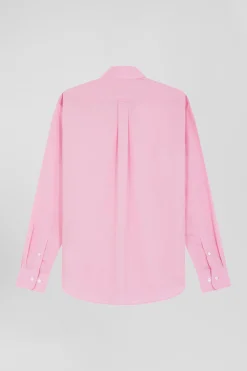 Chemise en popeline de coton rose coupe Regular