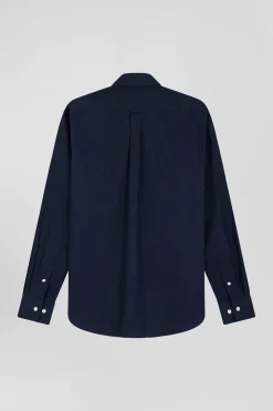 Chemise en popeline de coton bleu marine coupe Regular