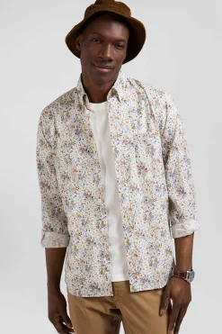 Chemise en popeline de coton imprimé floral coupe Regular