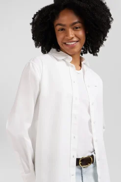 Chemise en popeline de coton blanche coupe Relaxed