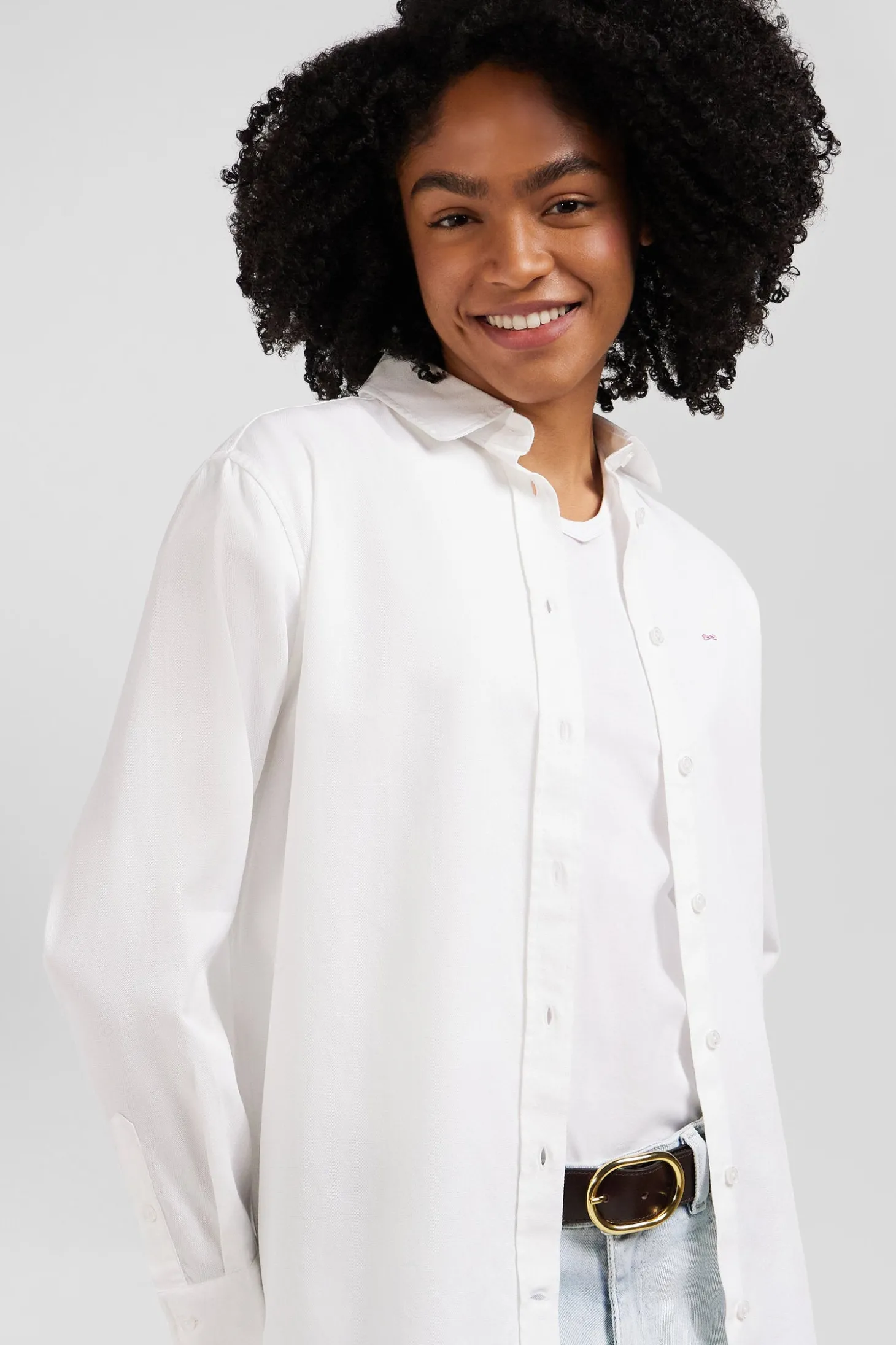 Chemise en popeline de coton blanche coupe Relaxed