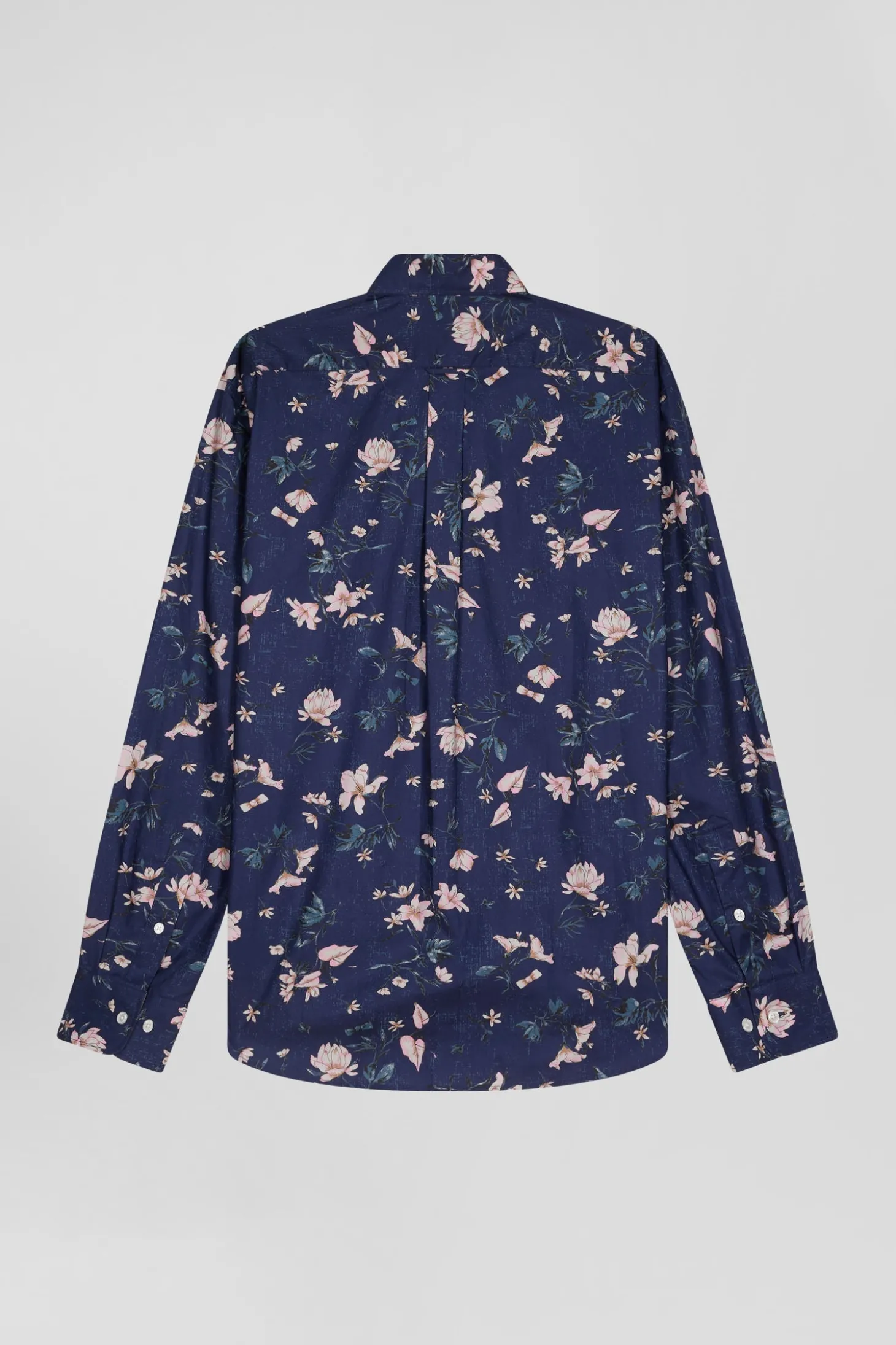 Chemise en popeline de coton Pima marine imprimé floral coupe Regular