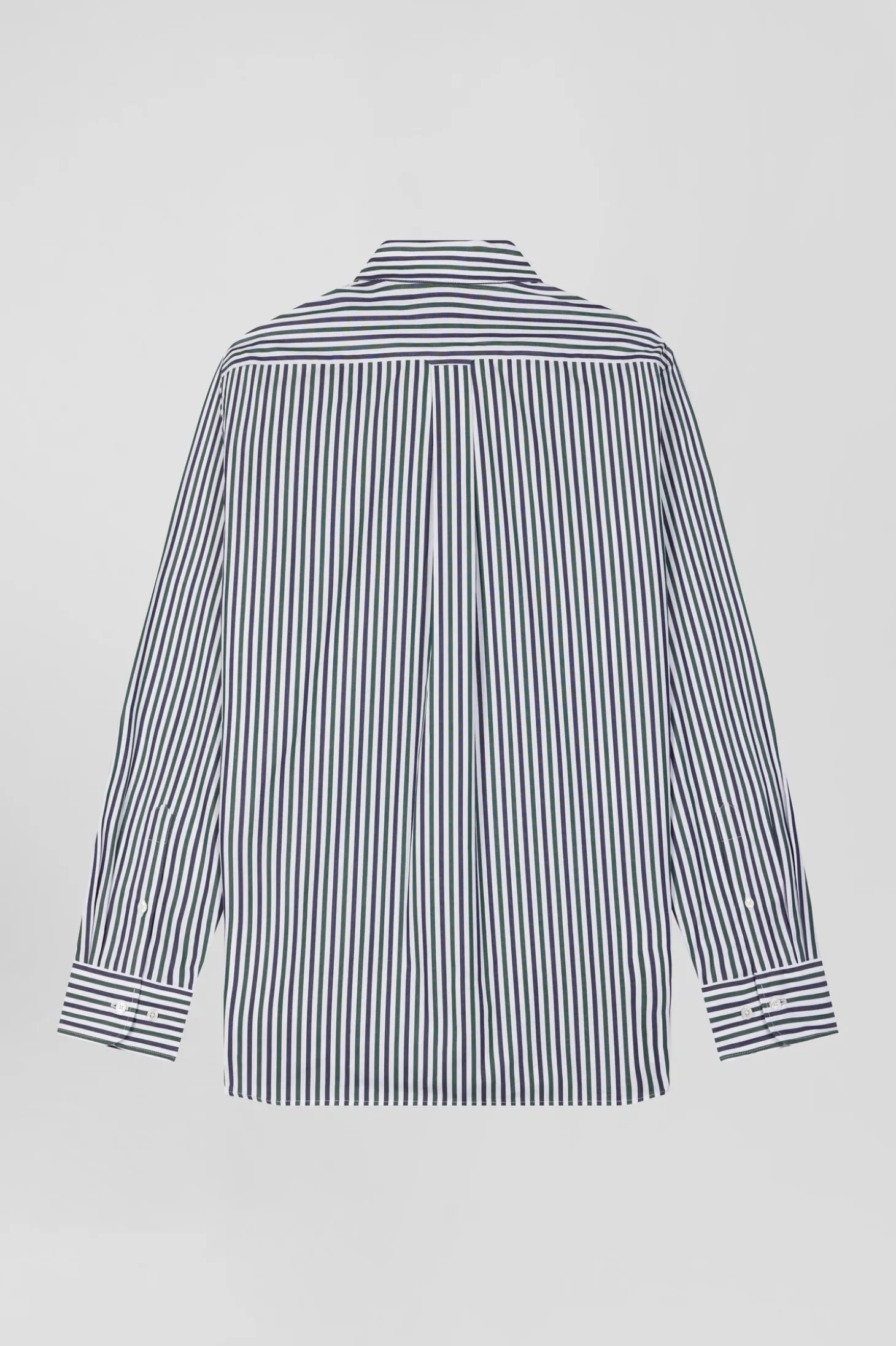 Chemise en popeline de coton à rayures verte coupe Regular