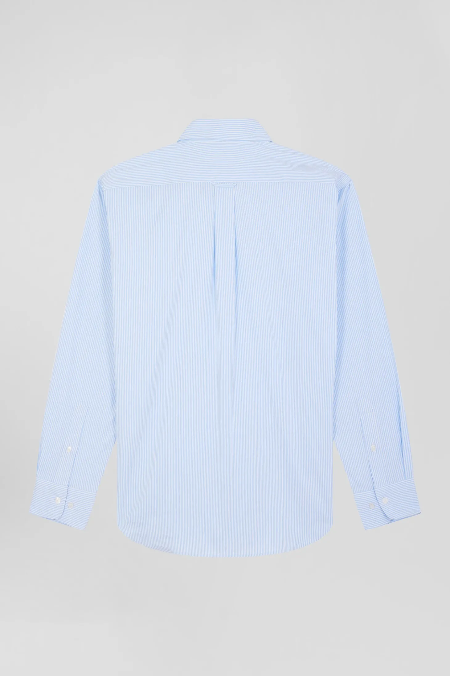 Chemise en popeline de coton bleue à rayures bâton coupe Regular