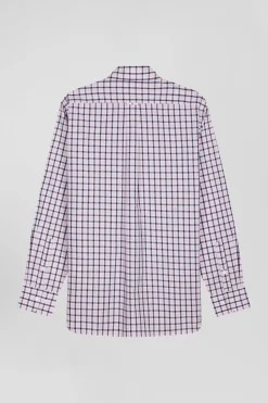 Chemise en popeline de coton rose à carreaux bicolore coupe Regular