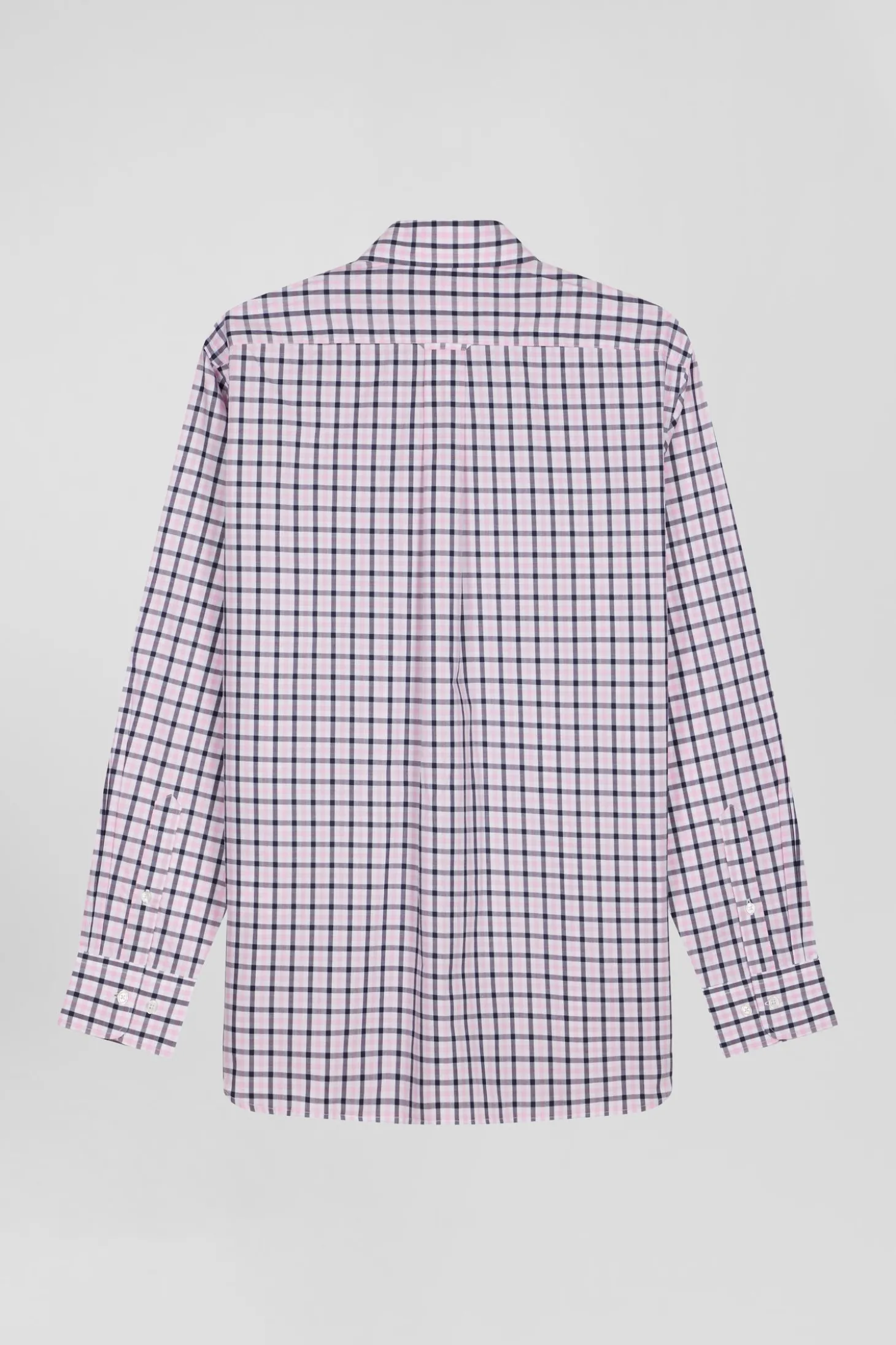 Chemise en popeline de coton rose à carreaux bicolore coupe Regular