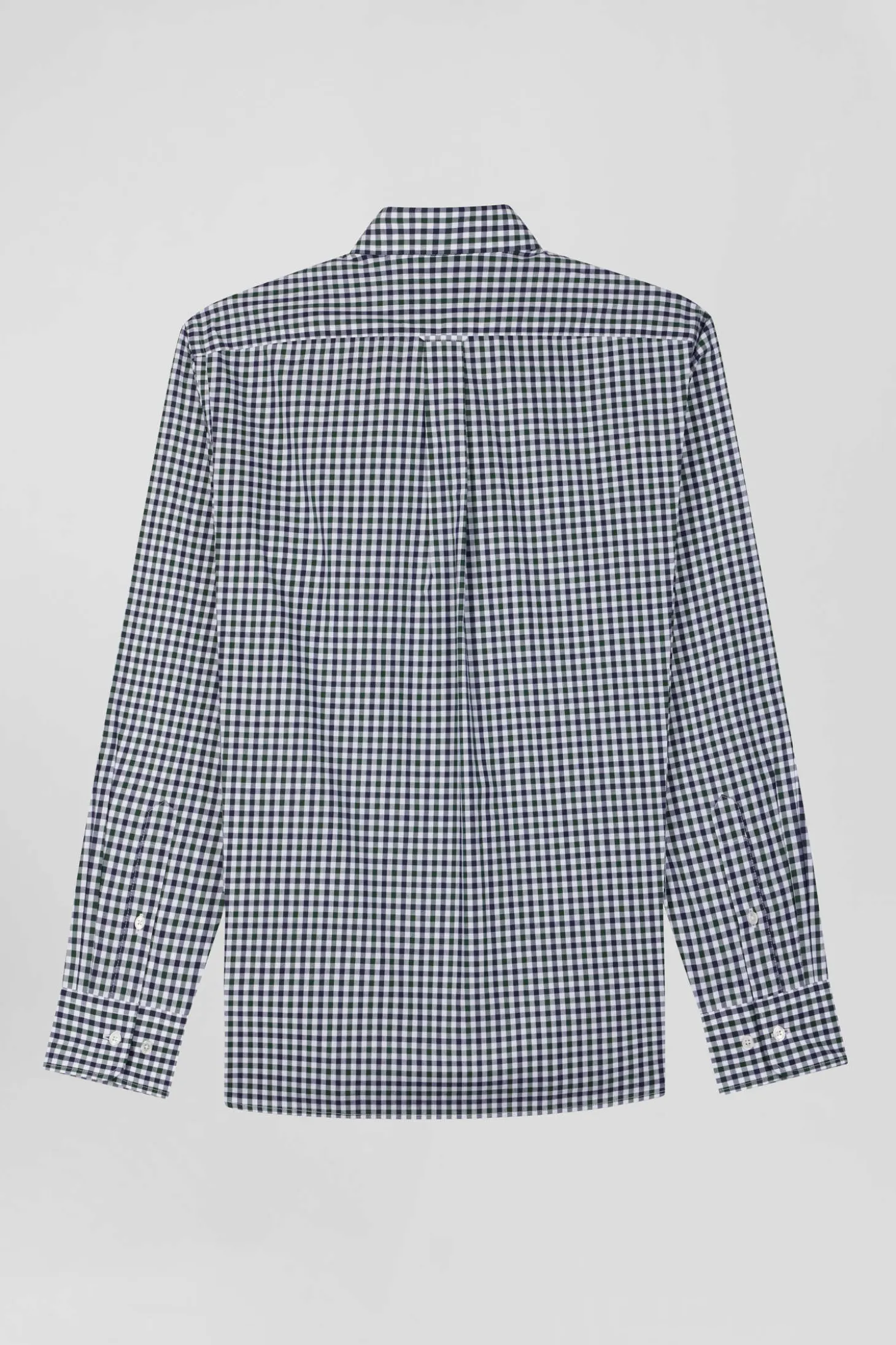 Chemise en popeline de coton vert à carreaux bicolore coupe Regular