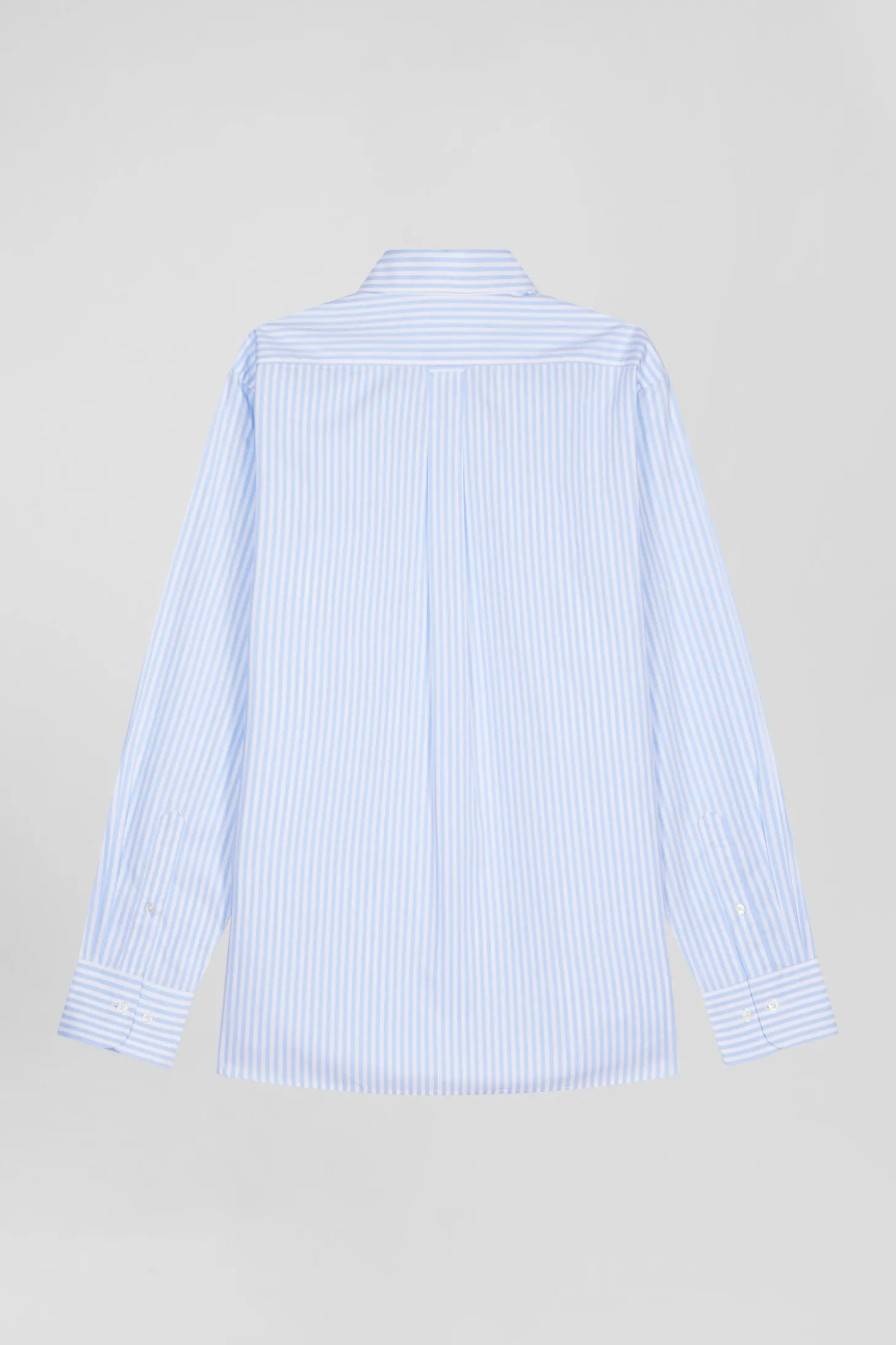 Chemise en popeline de coton rayée ciel coupe Regular