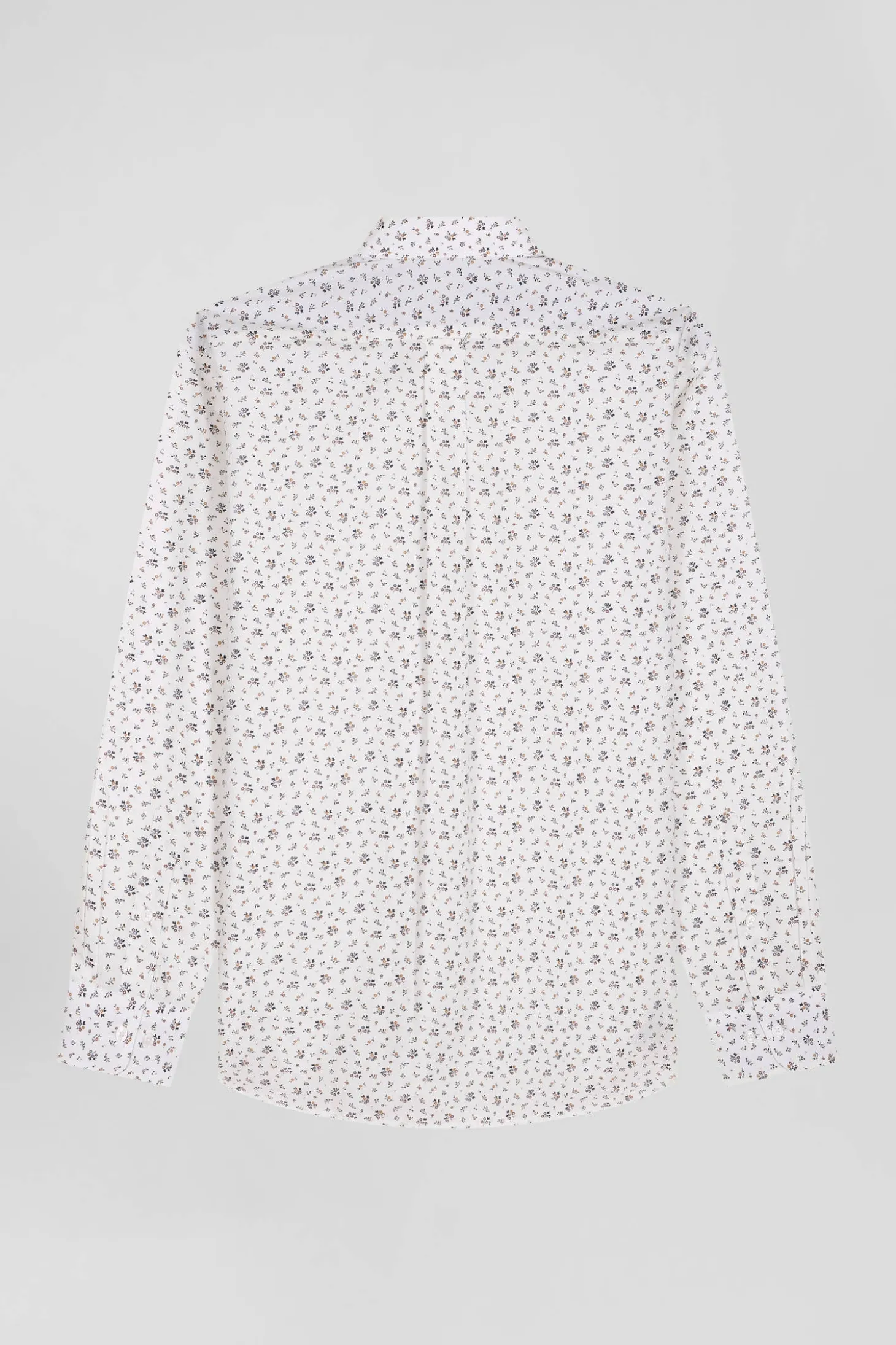 Chemise en popeline de coton écrue à microimprimé fleurs coupe Regular