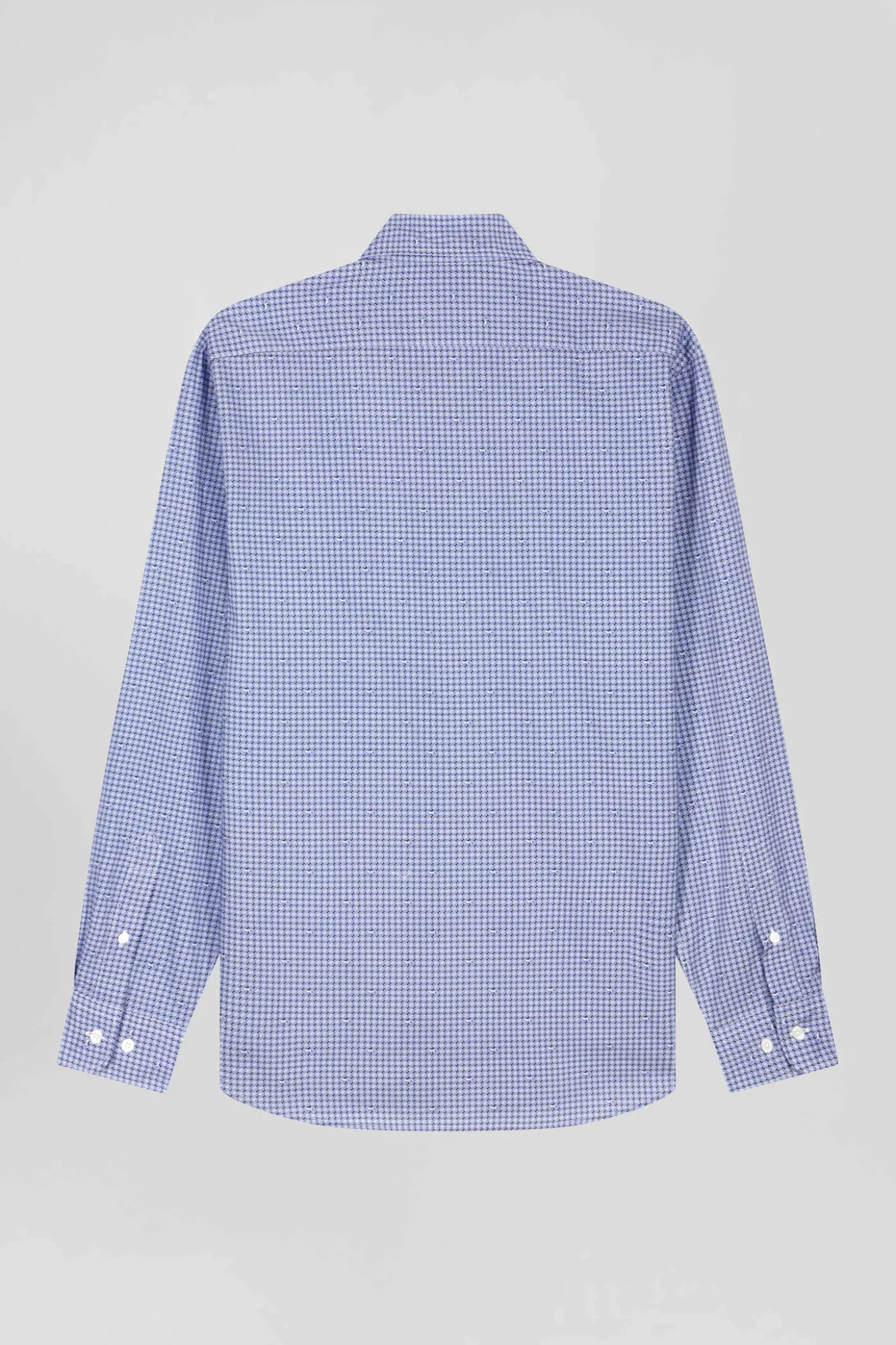 Chemise en popeline de coton bleu imprimé graphique coupe Slim