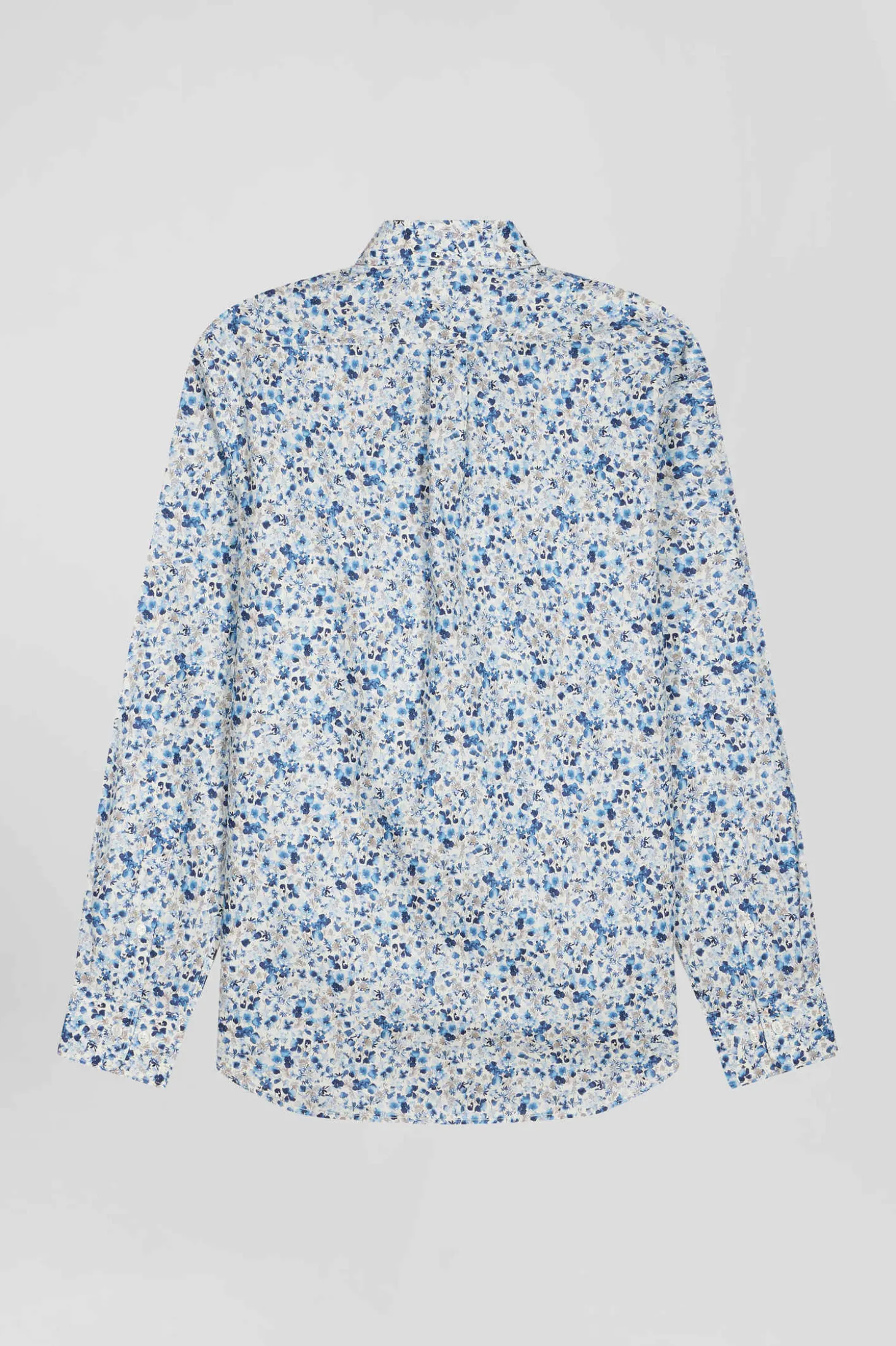 Chemise en popeline de coton Pima écrue microimprimé floral coupe Regular