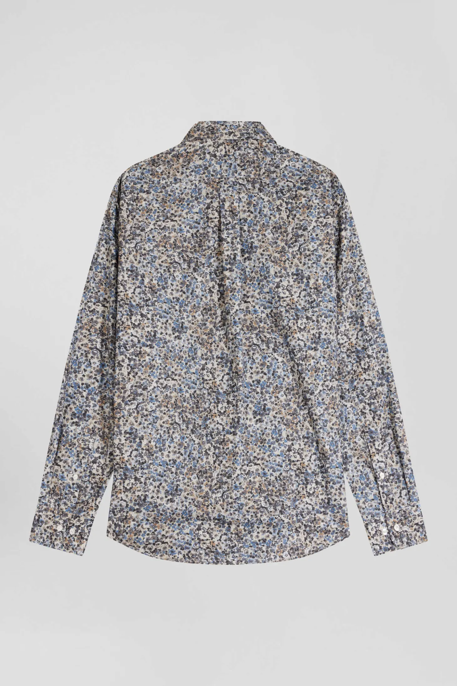 Chemise en popeline de coton écrue microimprimé floral coupe Regular