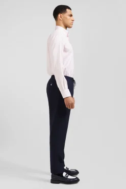 Chemise en popeline de coton rose à rayures bâton coupe Regular