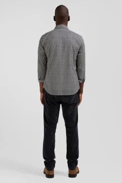 Chemise en popeline de coton grise imprimé graphique coupe Slim