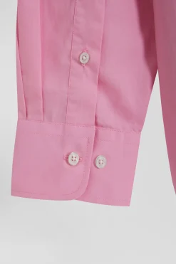 Chemise en popeline de coton rose coupe Regular